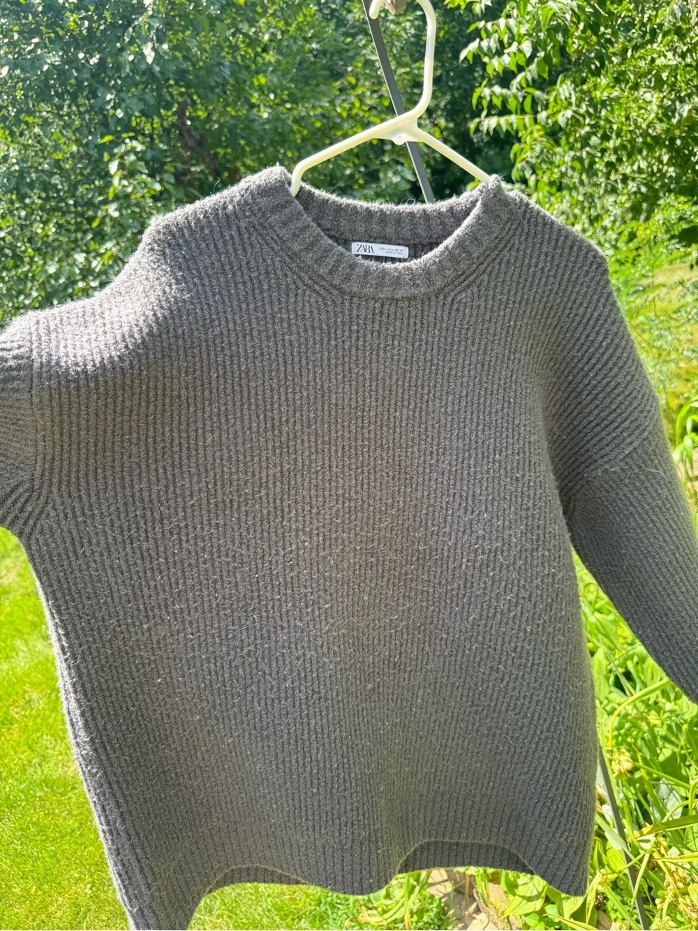 ZARA Cozy Ribbed Knit Sweater — Heather Gray